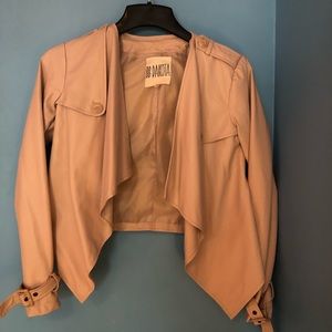 BB DAKOTA DRAPED OPEN LEATHER JACKET